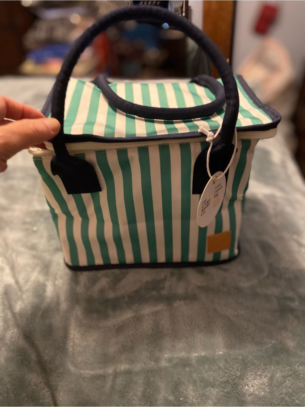 saltwater LUXE Green & White Striped Insulated Tote Cooler